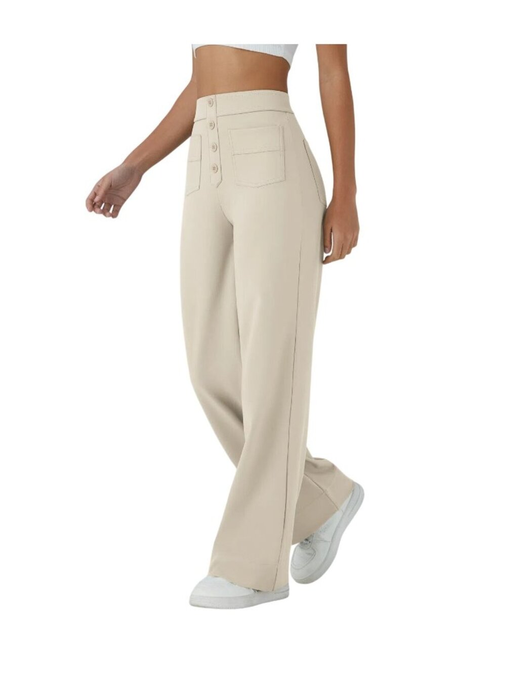 Halara DayStretch High Waisted Straight Leg Pants Ivory Stretch Size M NWOT